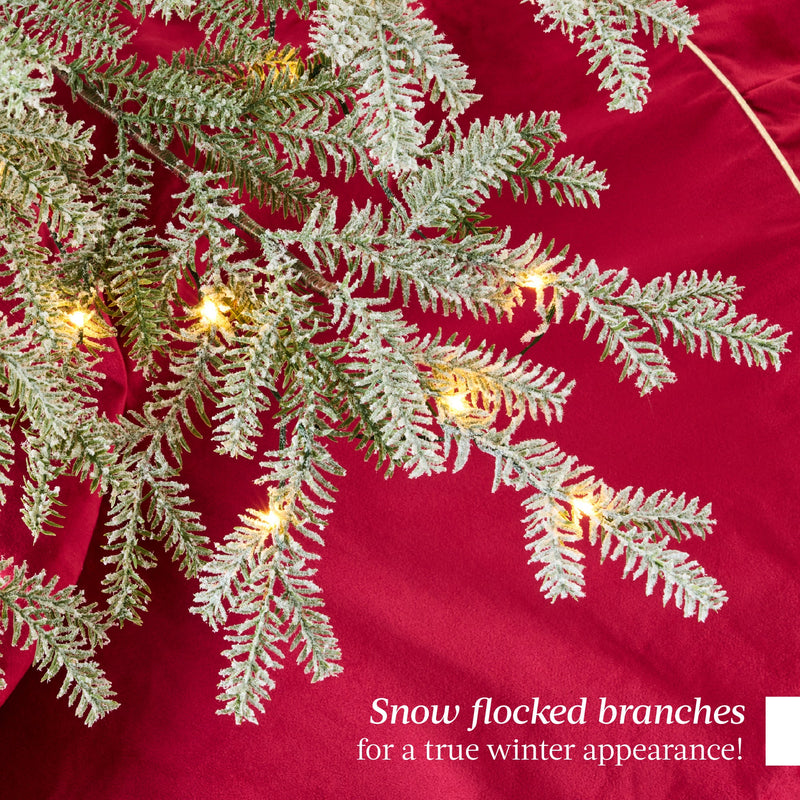 Green Pre-Lit Sparse Flocked Christmas Tree w/ 2-in-1 LEDs, Cordless Connection
