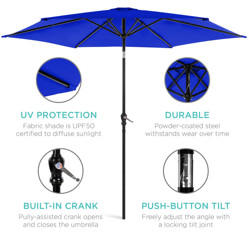 Outdoor Steel Market Patio Umbrella Decoration w/ Tilt, Crank Lift - 10ft - Kivo Store