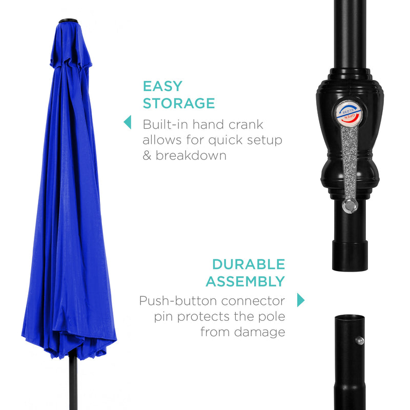 Outdoor Steel Market Patio Umbrella Decoration w/ Tilt, Crank Lift - 10ft - Kivo Store