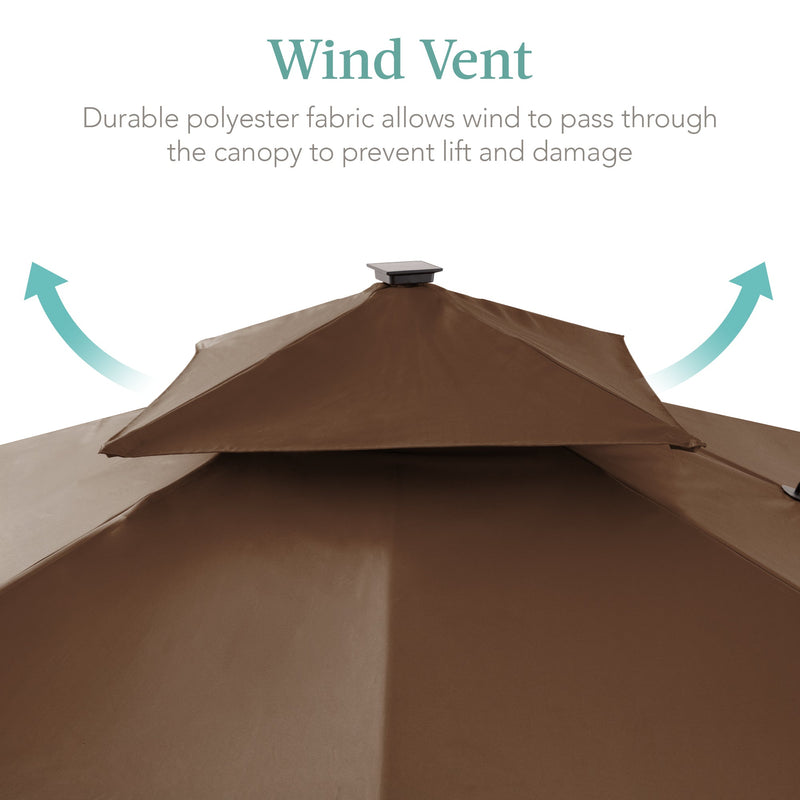 2-Tier Square LED Cantilever Offset Umbrella w/ 360 Rotation, Base - 10x10ft - Kivo Store