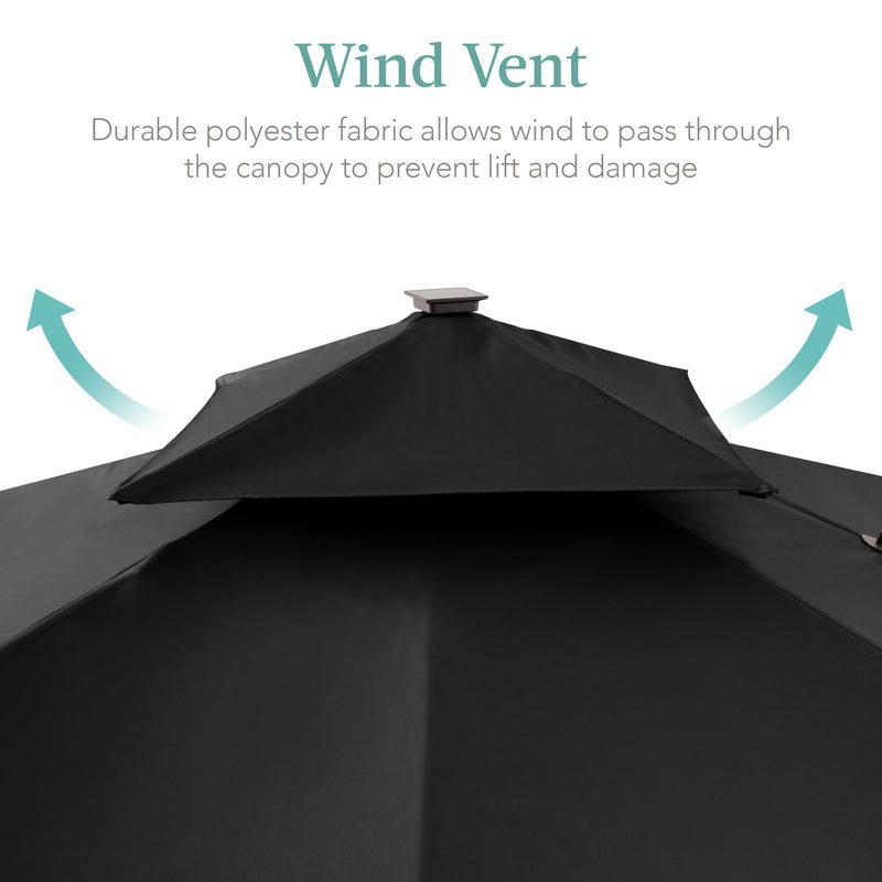 2-Tier Square LED Cantilever Offset Umbrella w/ 360 Rotation, Base - 10x10ft - Kivo Store