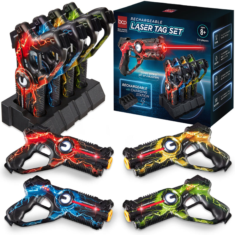 Set of 4 Rechargeable Laser Tag Blasters w/ Docking Station, No Vests Needed - Kivo Store