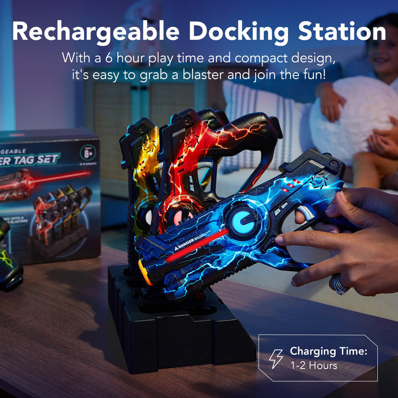 Set of 4 Rechargeable Laser Tag Blasters w/ Docking Station, No Vests Needed - Kivo Store