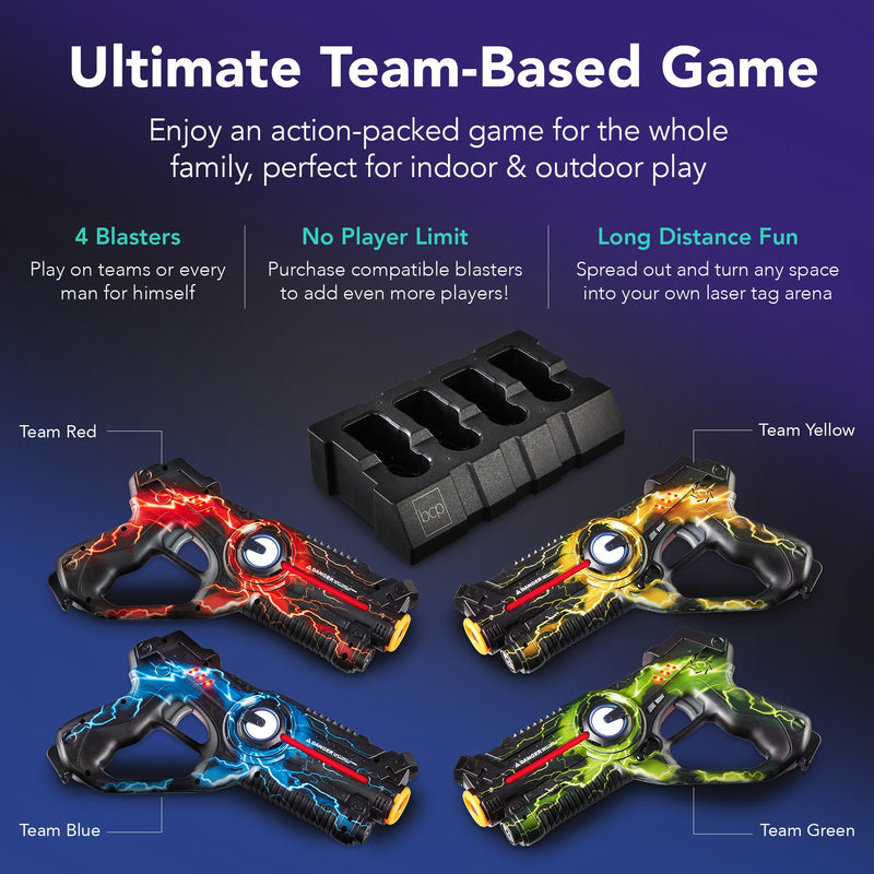 Set of 4 Rechargeable Laser Tag Blasters w/ Docking Station, No Vests Needed - Kivo Store