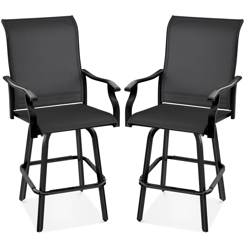 Set of 2 Swivel Barstools w/ 360 Rotation, All-Weather Mesh