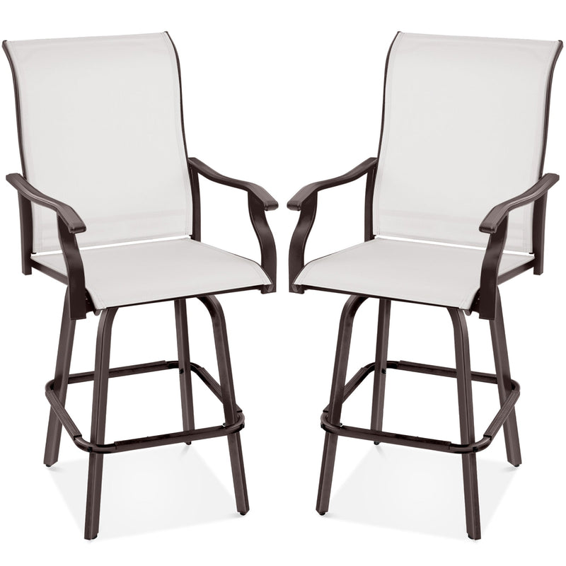 Set of 2 Swivel Barstools w/ 360 Rotation, All-Weather Mesh