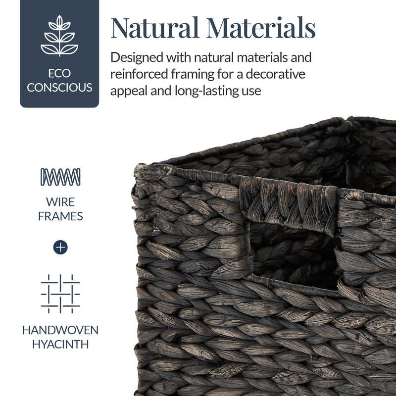 Set of 5 Collapsible Hyacinth Storage Baskets w/ Inserts - 12x12in - Kivo Store