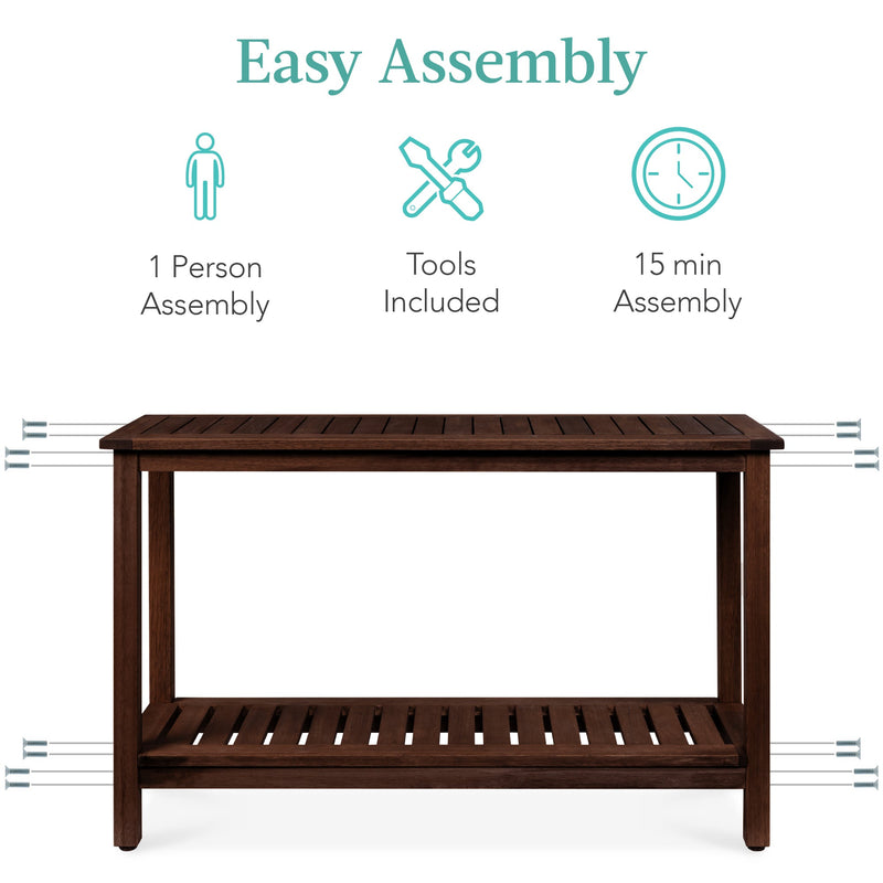 2-Shelf Wooden Console Table Storage Organizer w/ Natural Finish - 48in