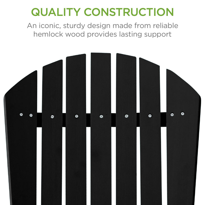 Folding Wooden Adirondack Chair, Accent Furniture w/ Natural Woodgrain - Kivo Store
