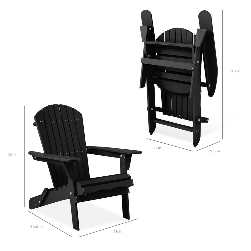 Folding Wooden Adirondack Chair, Accent Furniture w/ Natural Woodgrain - Kivo Store