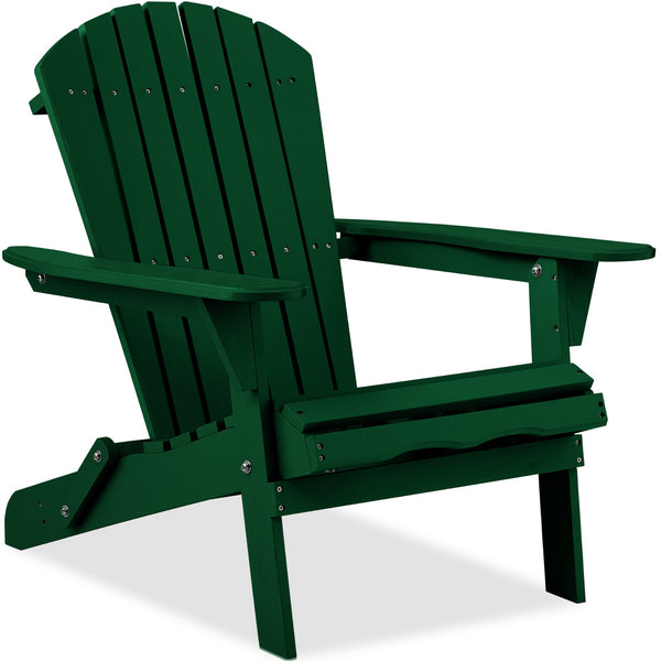 Folding Wooden Adirondack Chair, Accent Furniture w/ Natural Woodgrain - Kivo Store