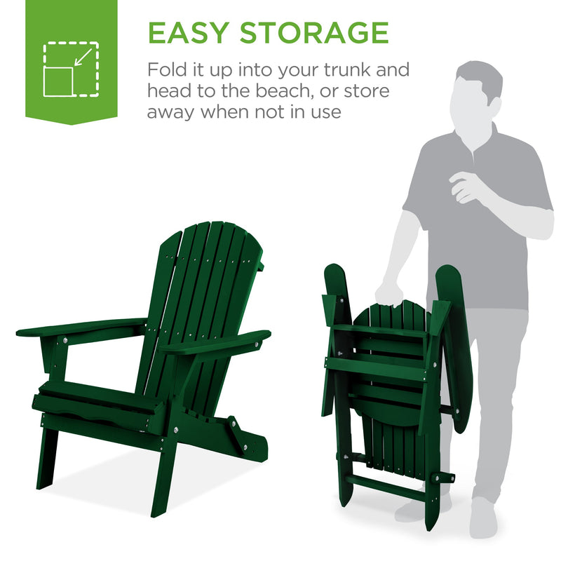 Folding Wooden Adirondack Chair, Accent Furniture w/ Natural Woodgrain - Kivo Store