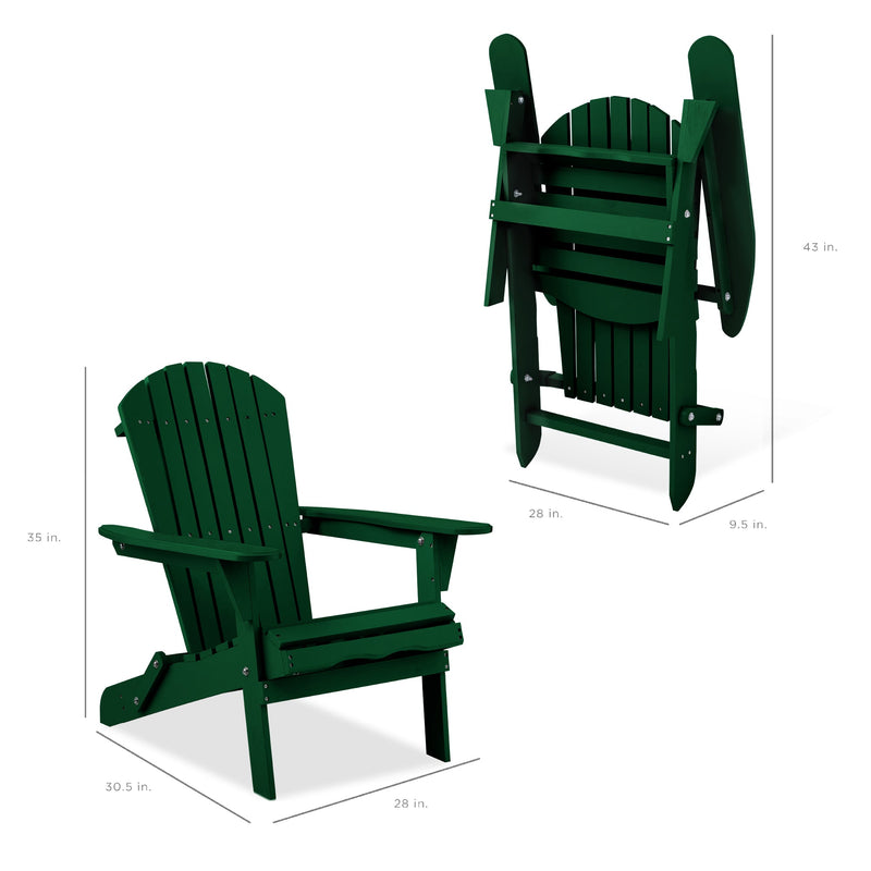 Folding Wooden Adirondack Chair, Accent Furniture w/ Natural Woodgrain - Kivo Store
