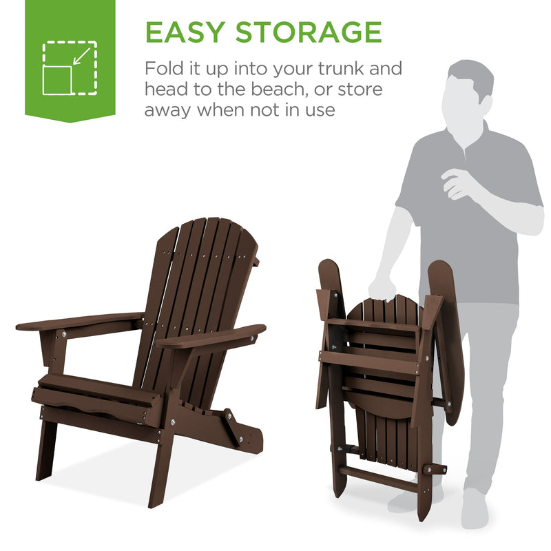 Folding Wooden Adirondack Chair, Accent Furniture w/ Natural Woodgrain - Kivo Store