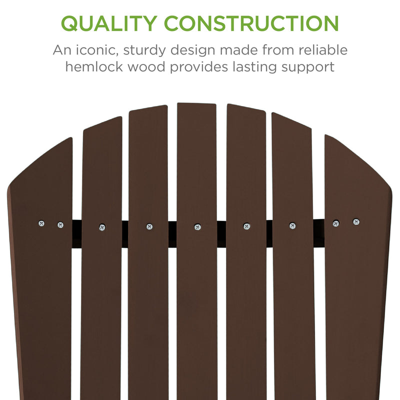 Folding Wooden Adirondack Chair, Accent Furniture w/ Natural Woodgrain - Kivo Store