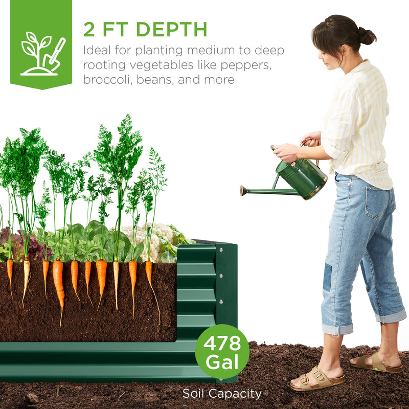 Outdoor Metal Raised Garden Bed for Vegetables, Flowers, Herbs - 8x4x2ft - Kivo Store