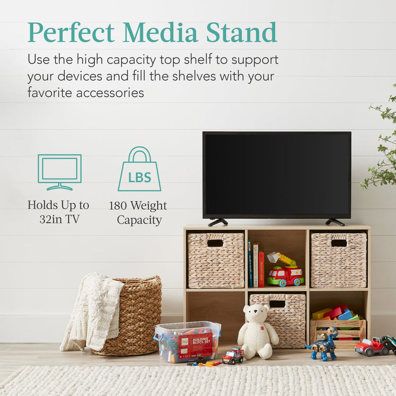 6-Cube Bookshelf, 11in Storage Display w/ Removable Panels, Customizable