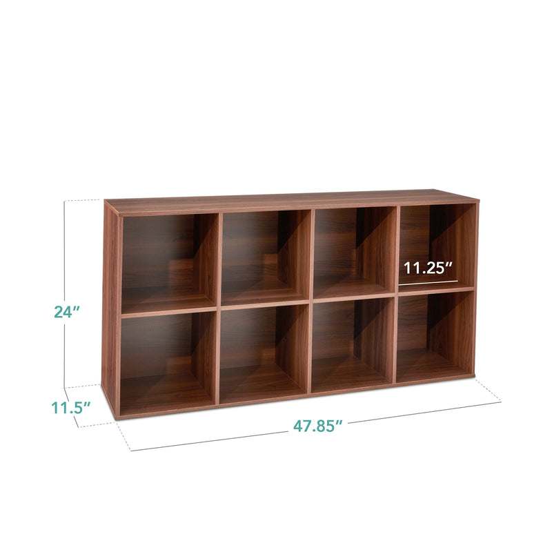 8-Cube Bookshelf, 11in Storage Display w/ Removable Panels, Customizable