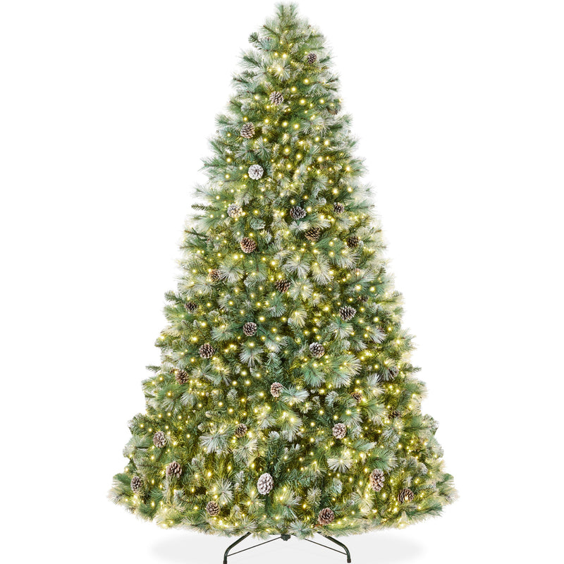 Pre-Lit Frosted Artificial Scotch Pine Christmas Tree w/ Metal Stand