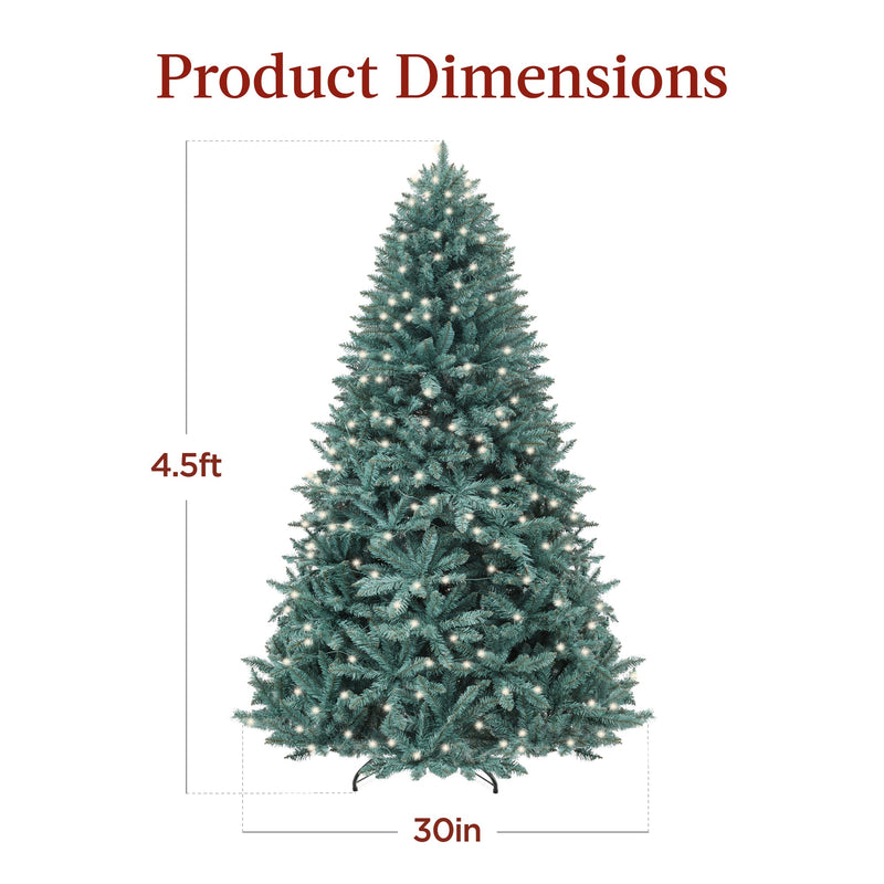 Pre-Lit Blue Spruce Christmas Tree w/ Foldable Base, Incandescent Lights