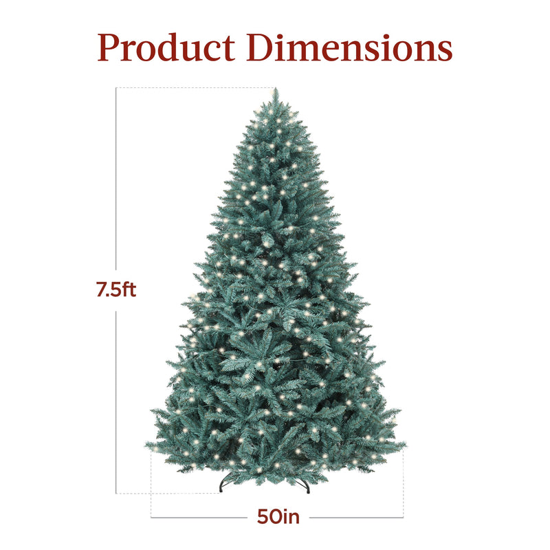 Pre-Lit Blue Spruce Christmas Tree w/ Foldable Base, Incandescent Lights