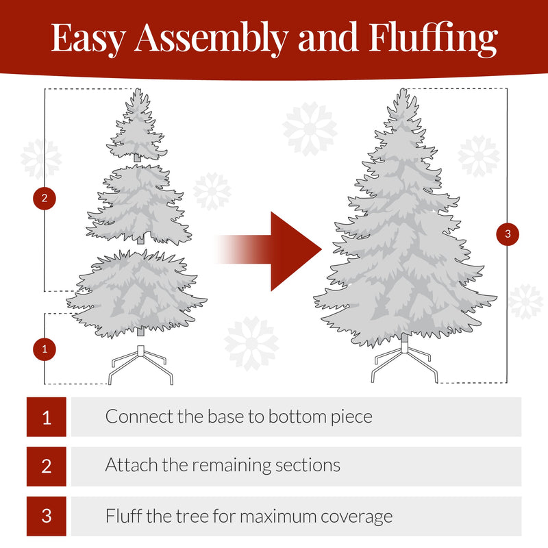 Artificial White Christmas Tree, Unlit Pine Design w/Easy Assembly