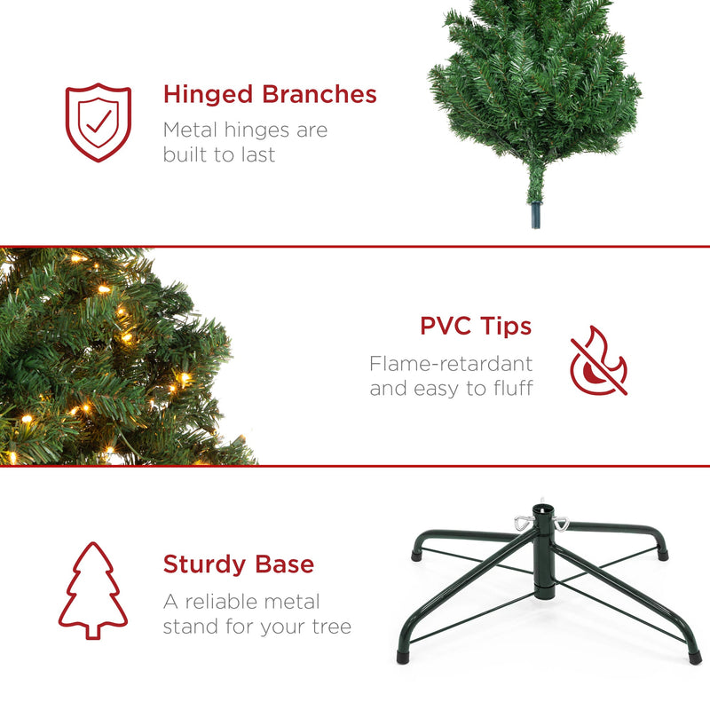 Pre-Lit Artificial Green Spruce Christmas Tree, w/Easy Assembly