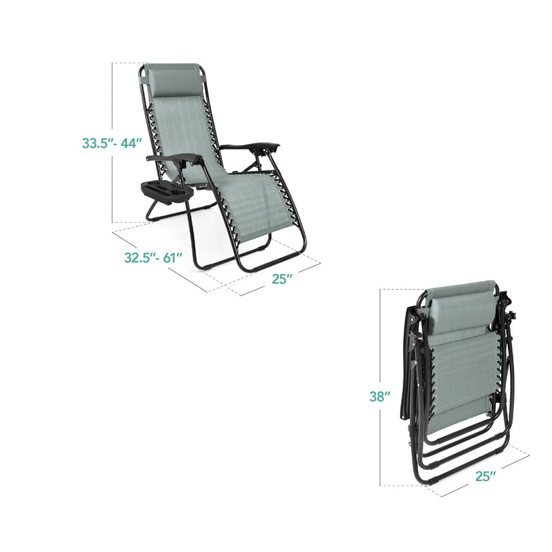 Set of 2 Adjustable Zero Gravity Patio Chair Recliners w/ Cup Holders - Kivo Store