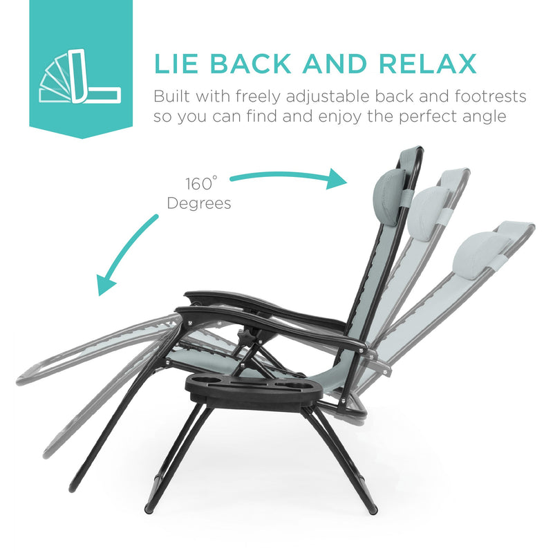 Set of 2 Adjustable Zero Gravity Patio Chair Recliners w/ Cup Holders - Kivo Store