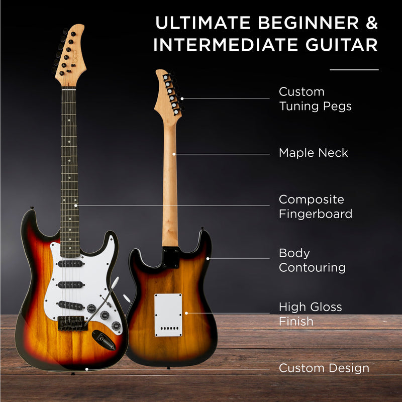 Beginner Electric Guitar Kit w/ Case, 10W Amp, Tremolo Bar - 39in