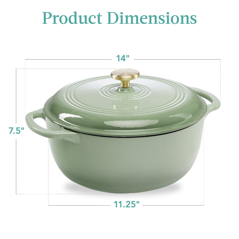 Cast-Iron Dutch Oven Kitchen Cookware w/ Enamel, Handles - 6qt - Kivo Store