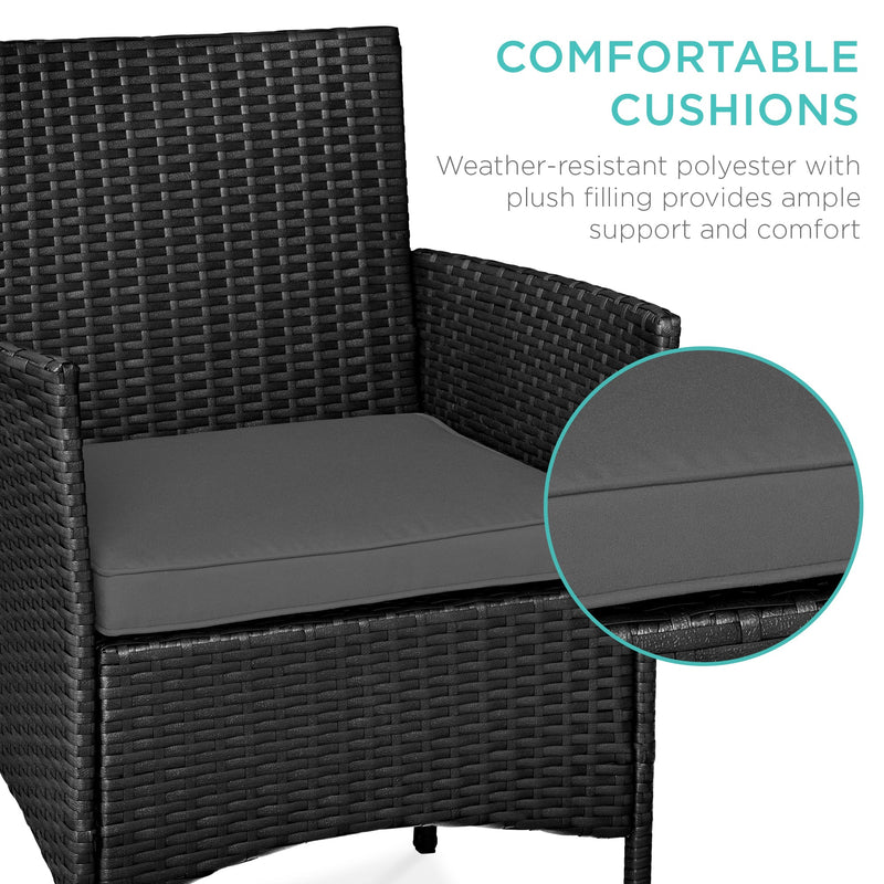 3-Piece Outdoor Patio Wicker Bistro Set w/ Side Storage Table - Kivo Store