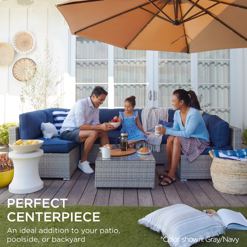 7-Piece Modular Wicker Sectional Conversation Set w/ 2 Pillows, Cover - Kivo Store