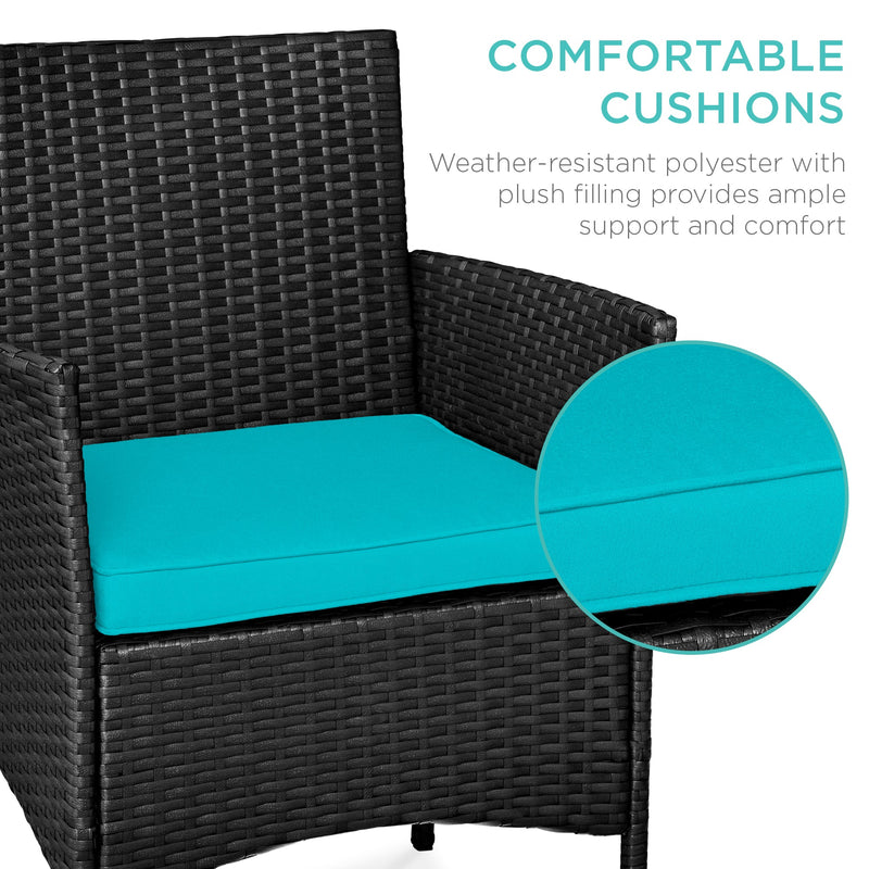 3-Piece Outdoor Patio Wicker Bistro Set w/ Side Storage Table - Kivo Store