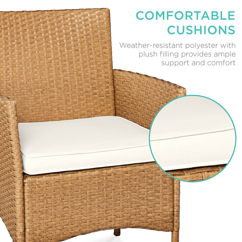 3-Piece Outdoor Patio Wicker Bistro Set w/ Side Storage Table - Kivo Store