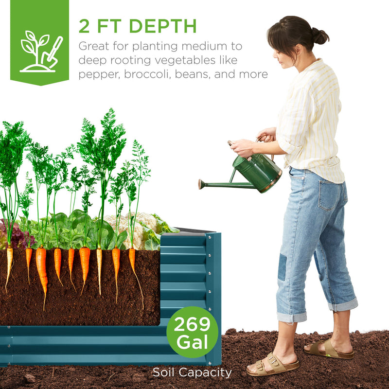 Outdoor Metal Raised Garden Bed for Vegetables, Flowers, Herbs - 6x3x2ft - Kivo Store