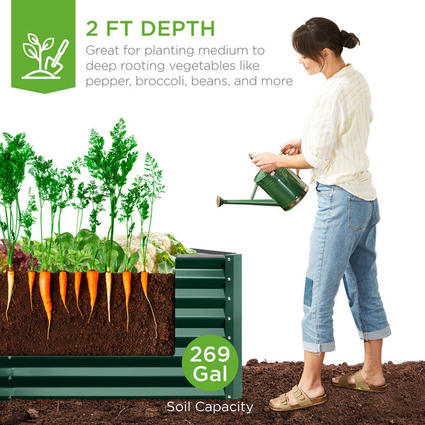 Outdoor Metal Raised Garden Bed for Vegetables, Flowers, Herbs - 6x3x2ft - Kivo Store