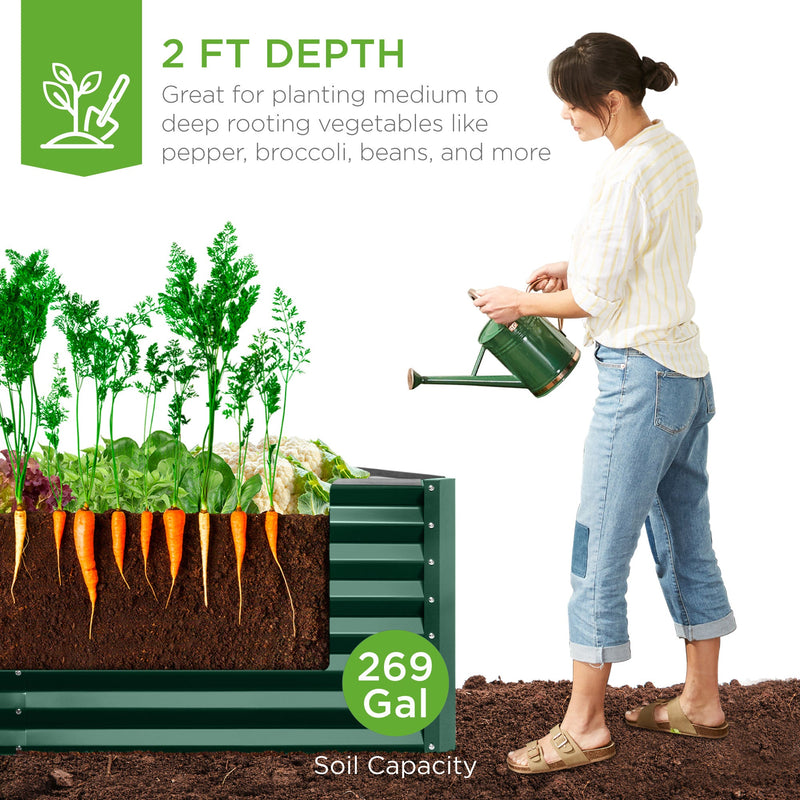 Outdoor Metal Raised Garden Bed for Vegetables, Flowers, Herbs - 6x3x2ft - Kivo Store