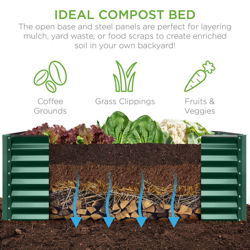 Outdoor Metal Raised Garden Bed for Vegetables, Flowers, Herbs - 6x3x2ft - Kivo Store