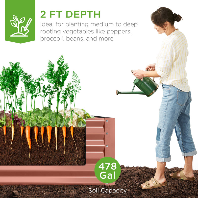 Outdoor Metal Raised Garden Bed for Vegetables, Flowers, Herbs - 8x4x2ft - Kivo Store