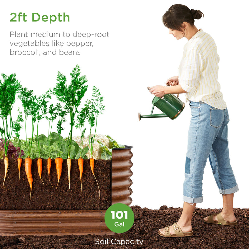 Outdoor Raised Metal Oval Garden Bed, Planter Box - 4x2x2ft