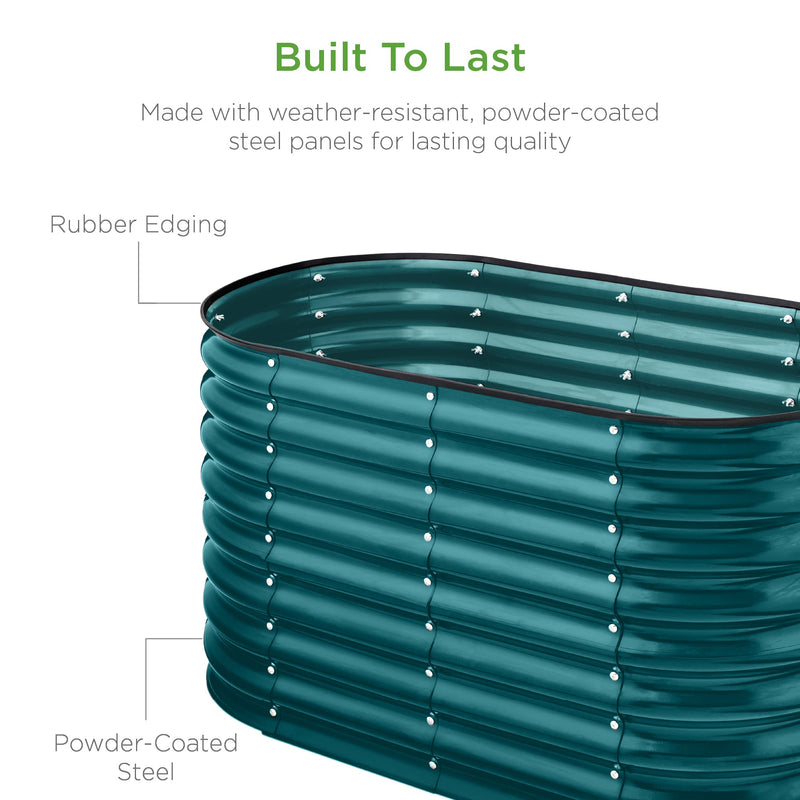 Outdoor Raised Metal Oval Garden Bed, Planter Box - 4x2x2ft