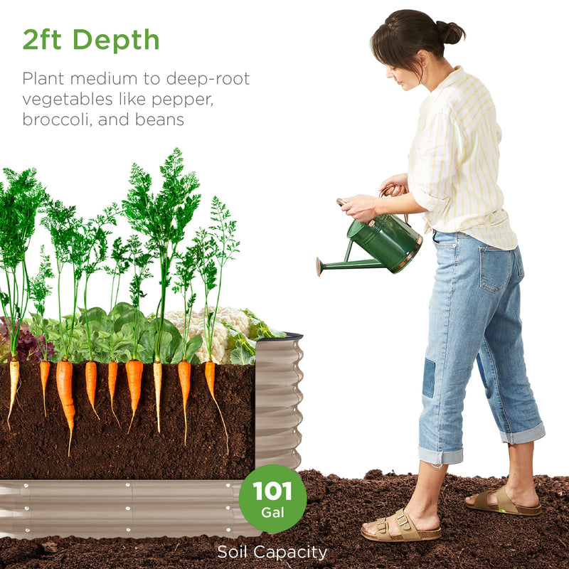 Outdoor Raised Metal Oval Garden Bed, Planter Box - 4x2x2ft