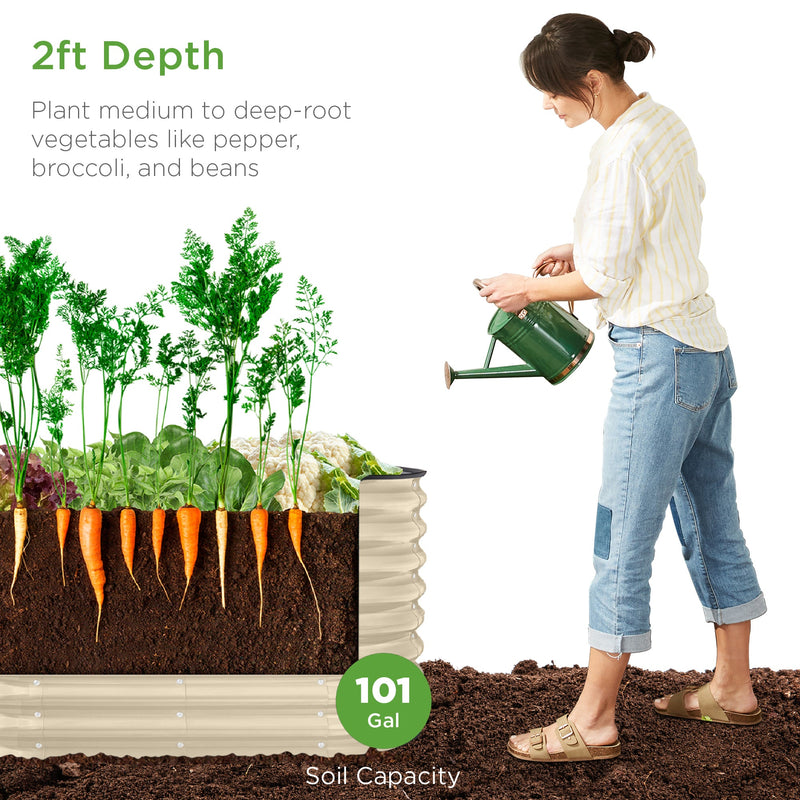 Outdoor Raised Metal Oval Garden Bed, Planter Box - 4x2x2ft