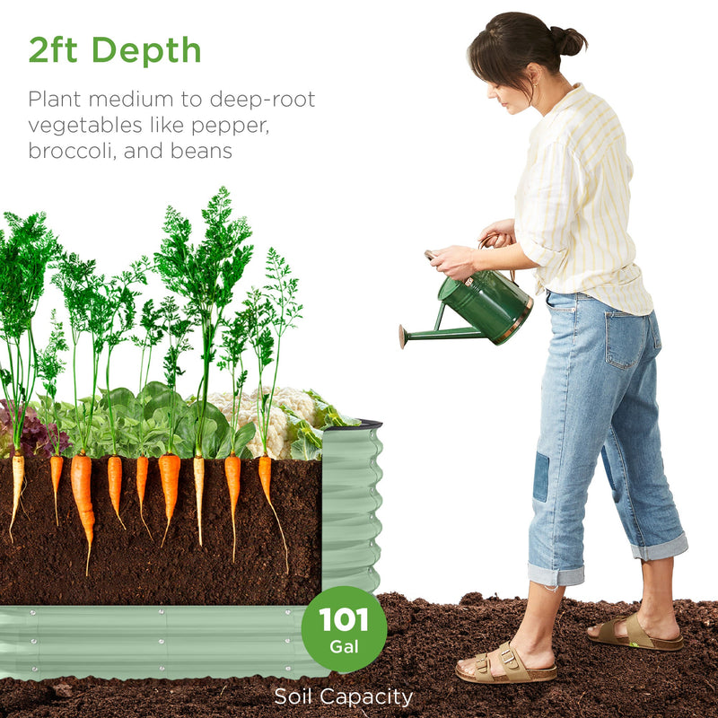 Outdoor Raised Metal Oval Garden Bed, Planter Box - 4x2x2ft