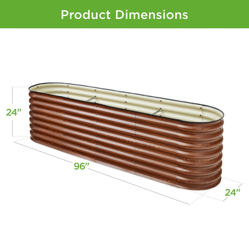 Metal Raised Garden Bed, Oval Outdoor Planter Box for Vegetables - 8x2x2ft
