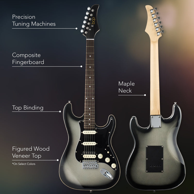 Beginner Electric Guitar Kit w/ Headphone Amp, Padded Gig Bag, Headphones