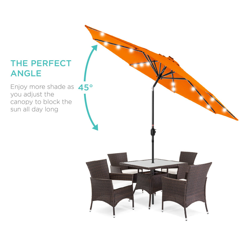 Solar LED Lighted Patio Umbrella w/ Tilt Adjustment, UV-Resistant - 10ft - Kivo Store