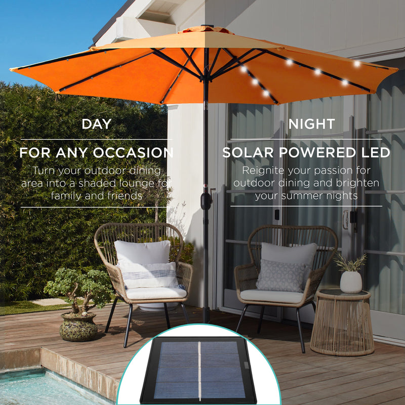 Solar LED Lighted Patio Umbrella w/ Tilt Adjustment, UV-Resistant - 10ft - Kivo Store