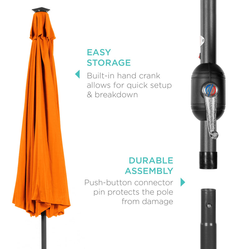 Solar LED Lighted Patio Umbrella w/ Tilt Adjustment, UV-Resistant - 10ft - Kivo Store
